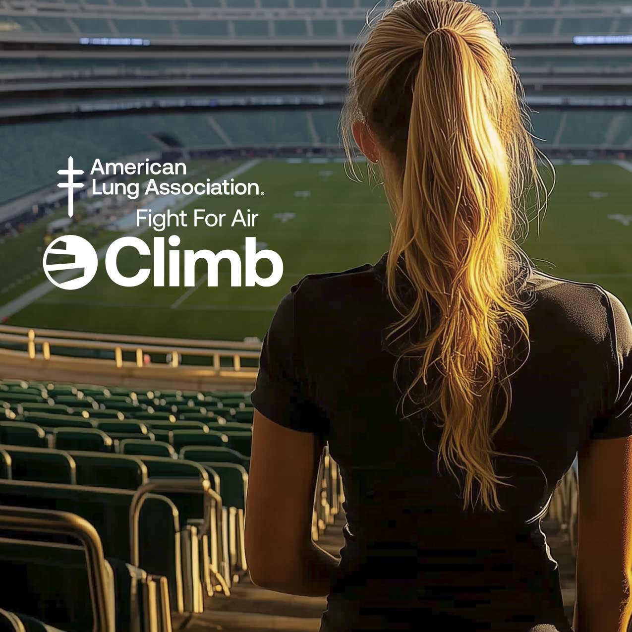 Amber Tripp Perez prepares for the Fight for Air Climb at Soldier Field in Chicago, hosted by the American Lung Association